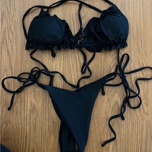 SHEIN Black Ruffled Bikini Set